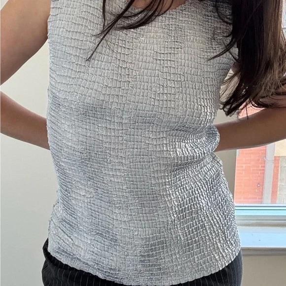 Vintage Silver Grey Ruched Tank Top - Picture 8 of 10